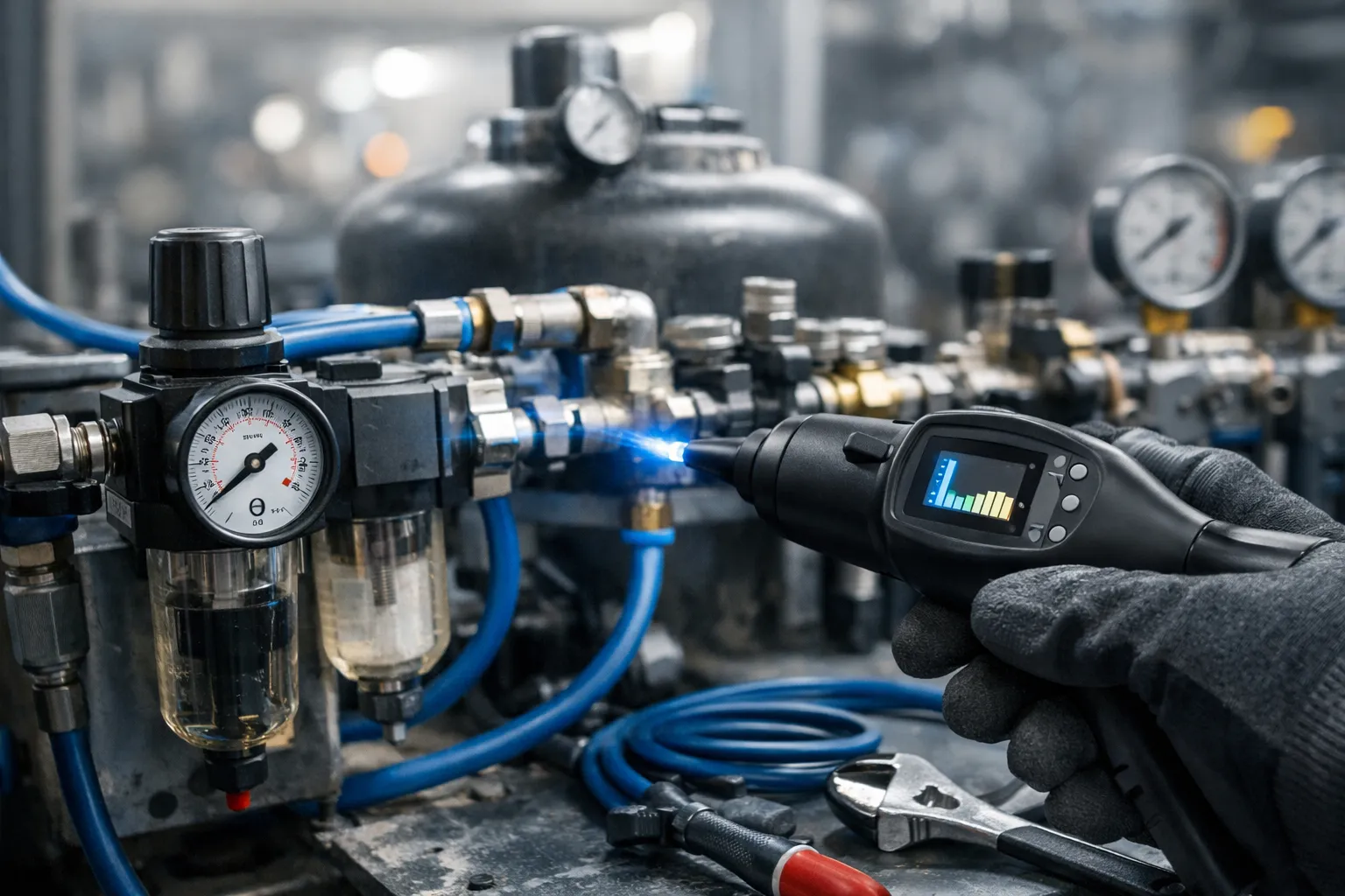 Spadki ciśnienia w instalacji pneumatycznej – jak je wykryć i wyeliminować?